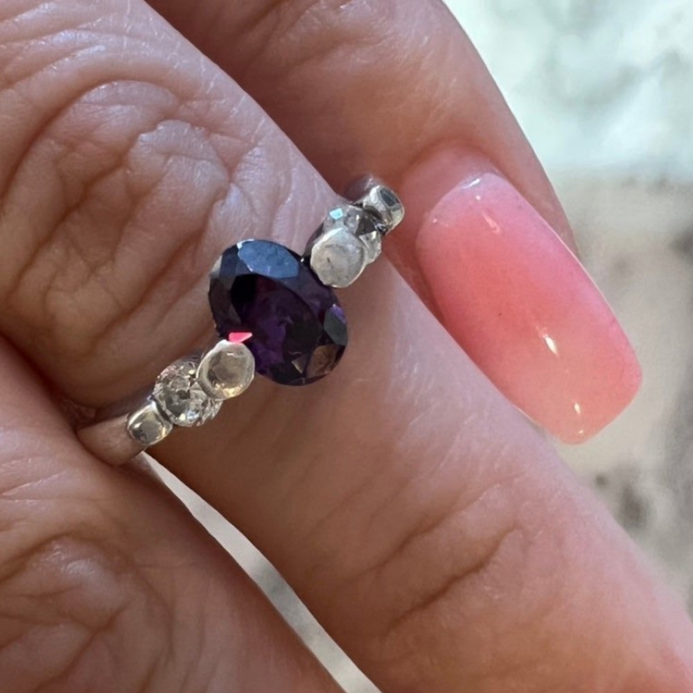 Vintage Handmade Amethyst Ring Solid 925 Sterling… - image 8